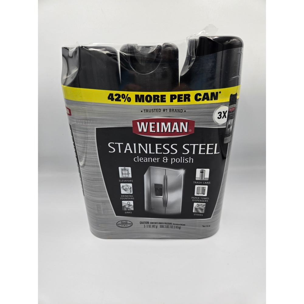 Weiman Stainless Steel Cleaner andβ Polish 3 Pack 17oz Aerosol Spray Cans NEW